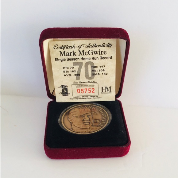 Mark McGwire 70 HR Highland Mint 39 MM Bronze Medallion #05752 Limited Addition - Picture 1 of 7